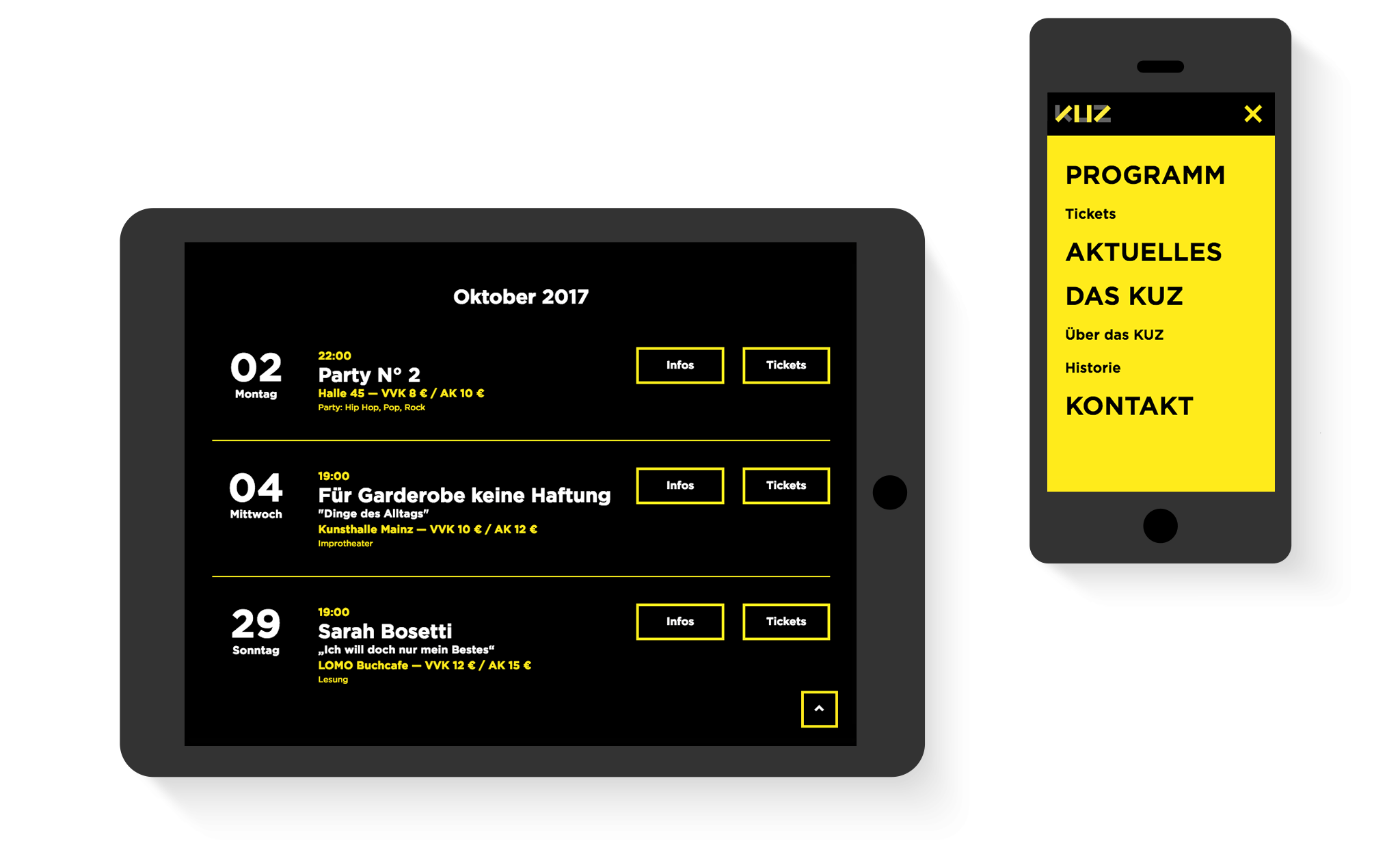 Kulturzentrum Mainz website mobile version