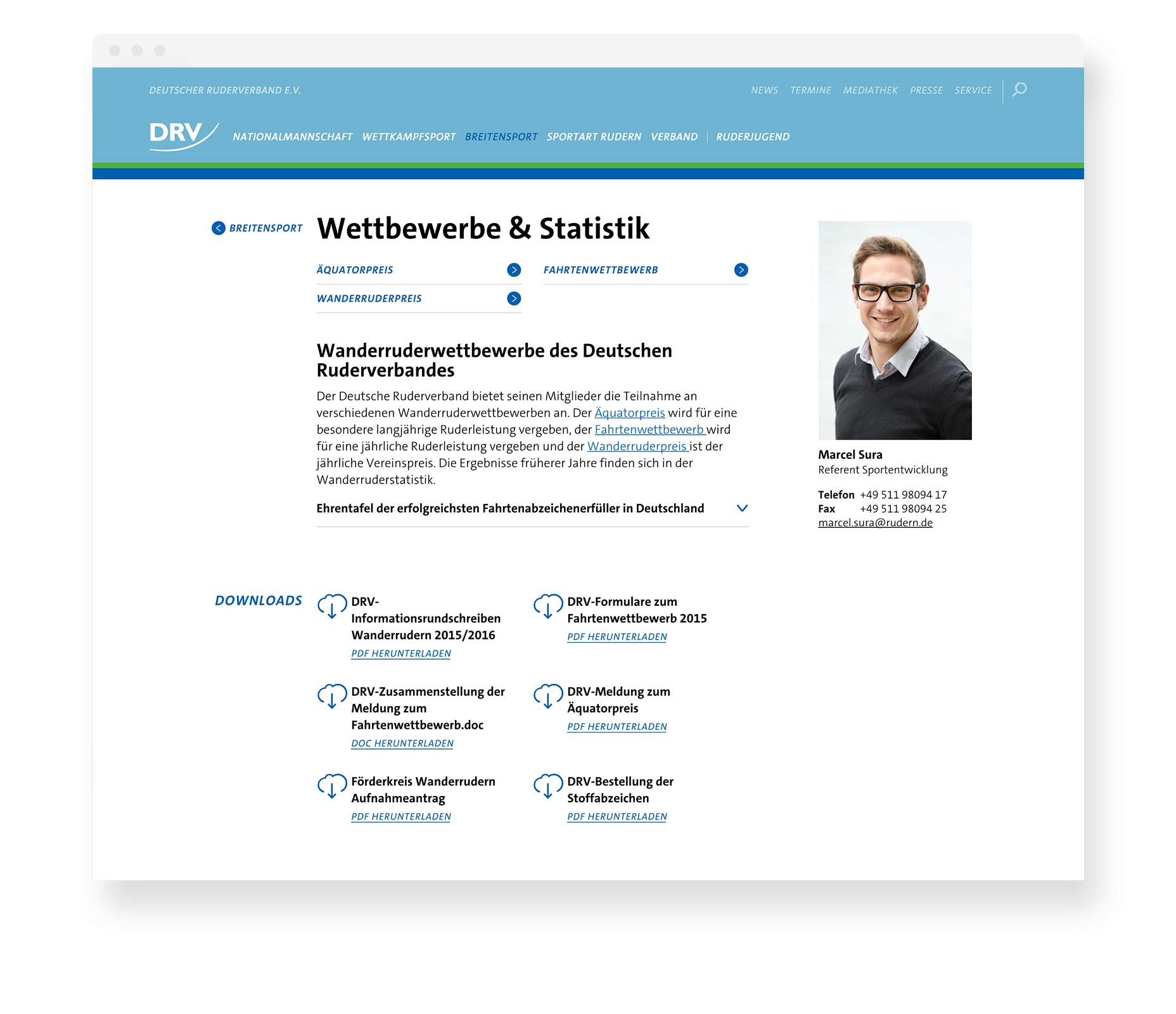 rudern.de desktop version