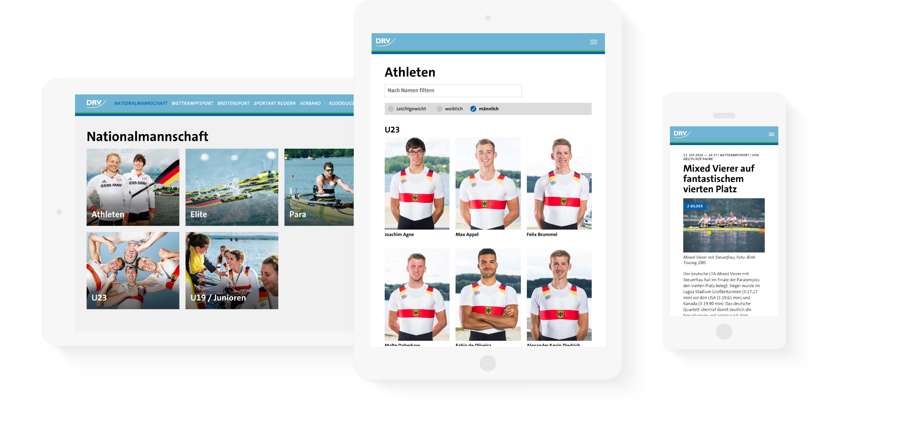 rudern.de tablet and mobile version